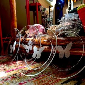 🦋🦋🦋🦋4 Neiman Marcus Clear Glass Butterfly Plates